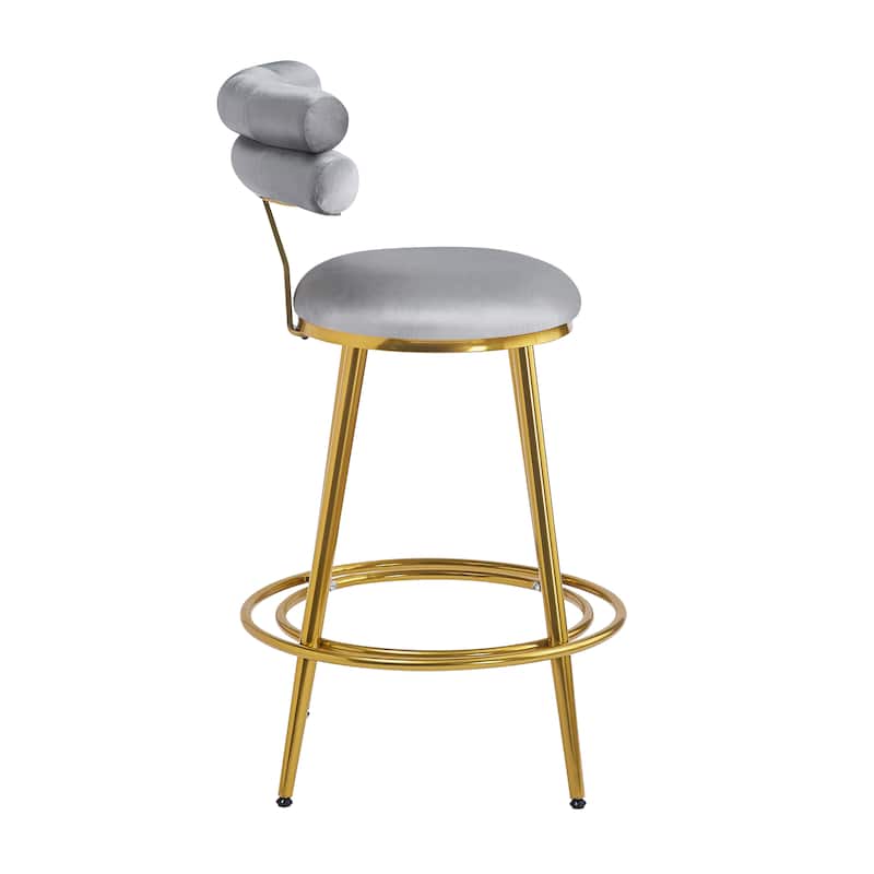 Modern Counter Height Chairs Round Velvet Bar Stools Set of 2