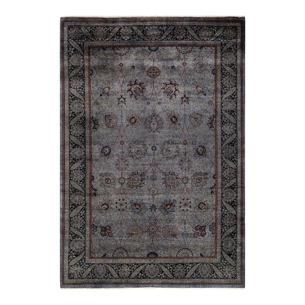 Overton Hand Knotted Wool Vintage Inspired Modern Contemporary Overdyed Gray Area Rug - 6' 1" x 8' 10"