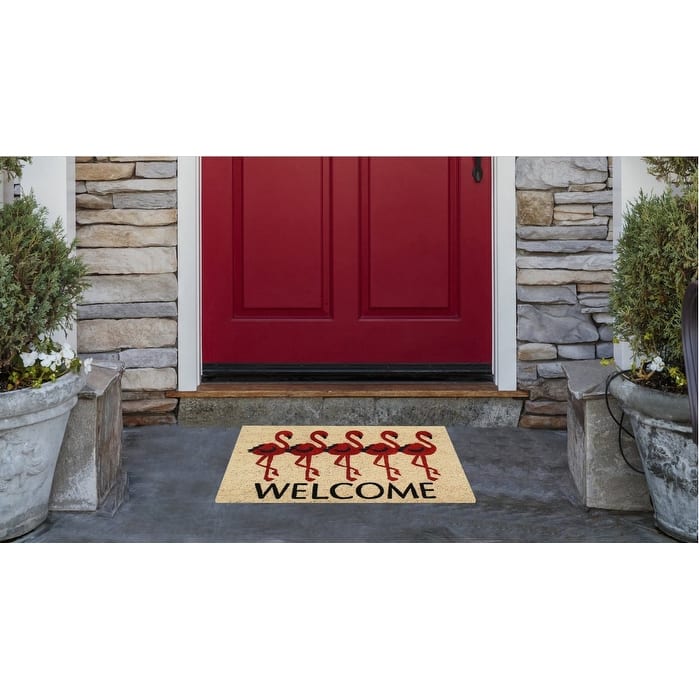A1HC Natural Coir Doormat with Classic Design PVC Backing,0.75 Inch Pile Height, Natural Color, Front Outdoor Double Doormat