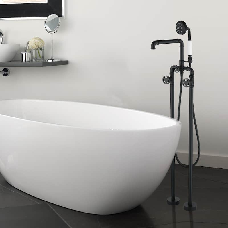 Rbrohant Industrial Style Freestanding Bathtub Faucet, High Flow Shower Floor Mounted Tub Faucets