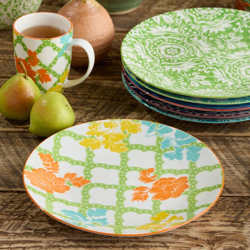 Certified International Pavillion 10.5" Dinner Plates, Set of 6 Assorted Designs - 10.50"L x 10.50"W x 1.13"H