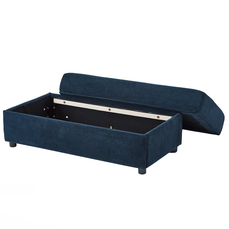 Modern Style Armchair 42.5" Chaise Lounge Sofa Couch with a Movable Storage Ottoman, Two USB Ports, Two Cup Holders