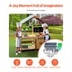 preview thumbnail 7 of 9, Natural-Green Cedar Wood Kids Mud Kitchen with Sink, Canopy and Accessories - 16.3” D x 40” W x 50” H