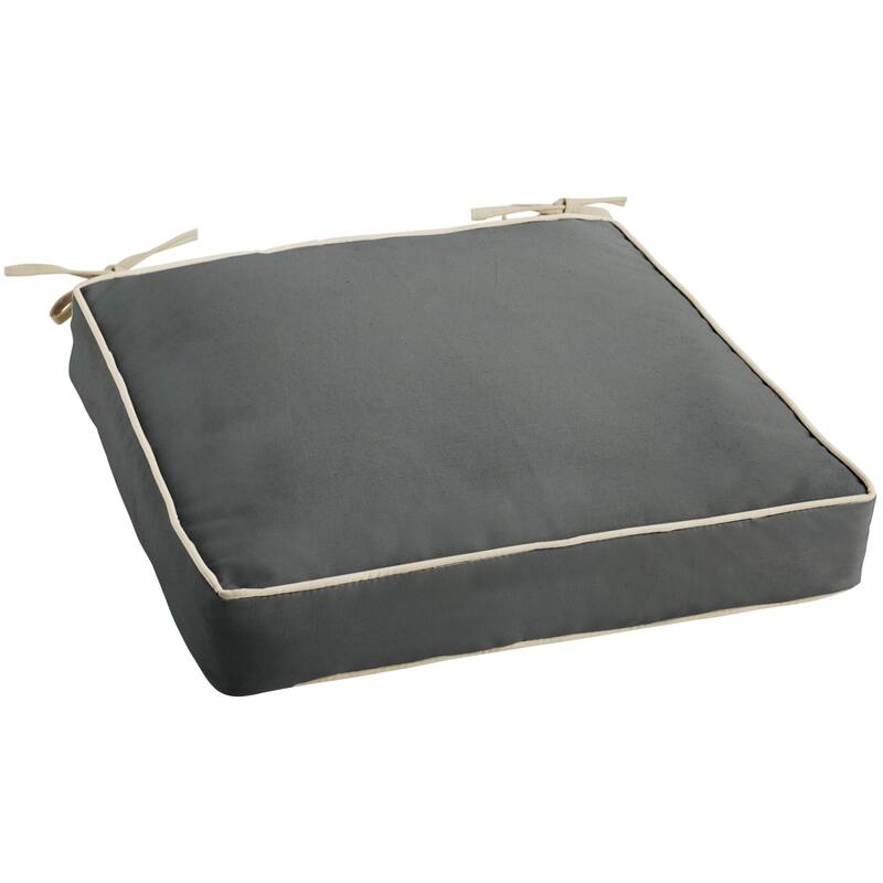 Sorra Home Outdoor Corded Chair Cushion - Charcoal - 19 in W x 19 in D x 3 in H