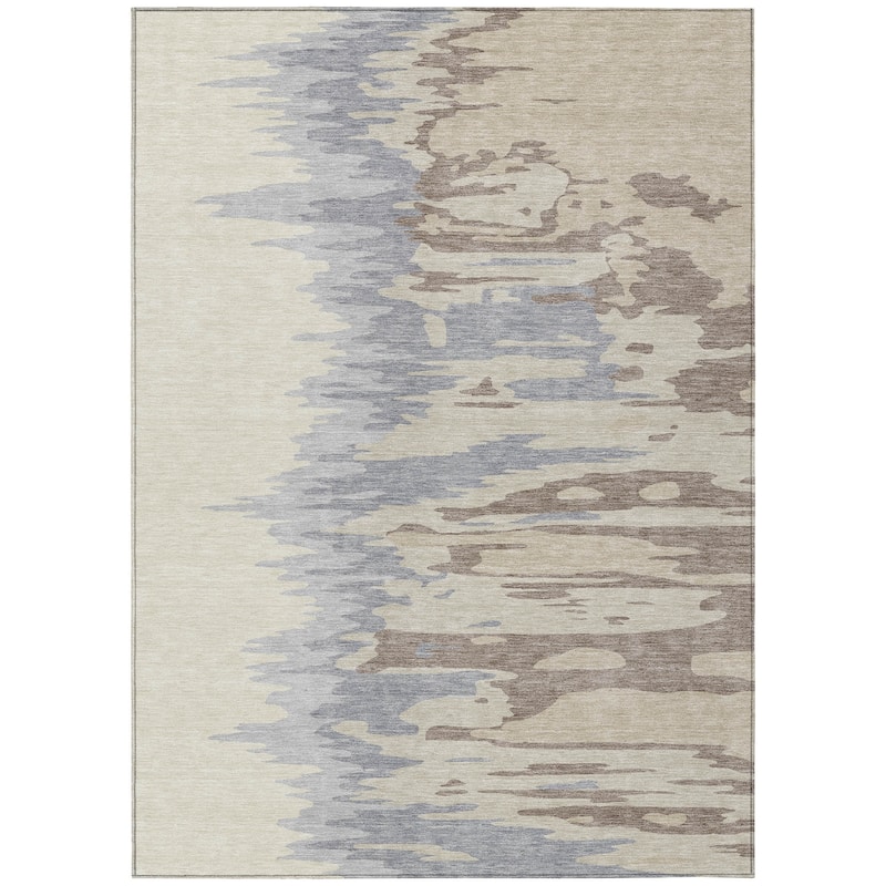 Machine Washable Indoor/ Outdoor Brushstrokes Ombre Chantille Rug