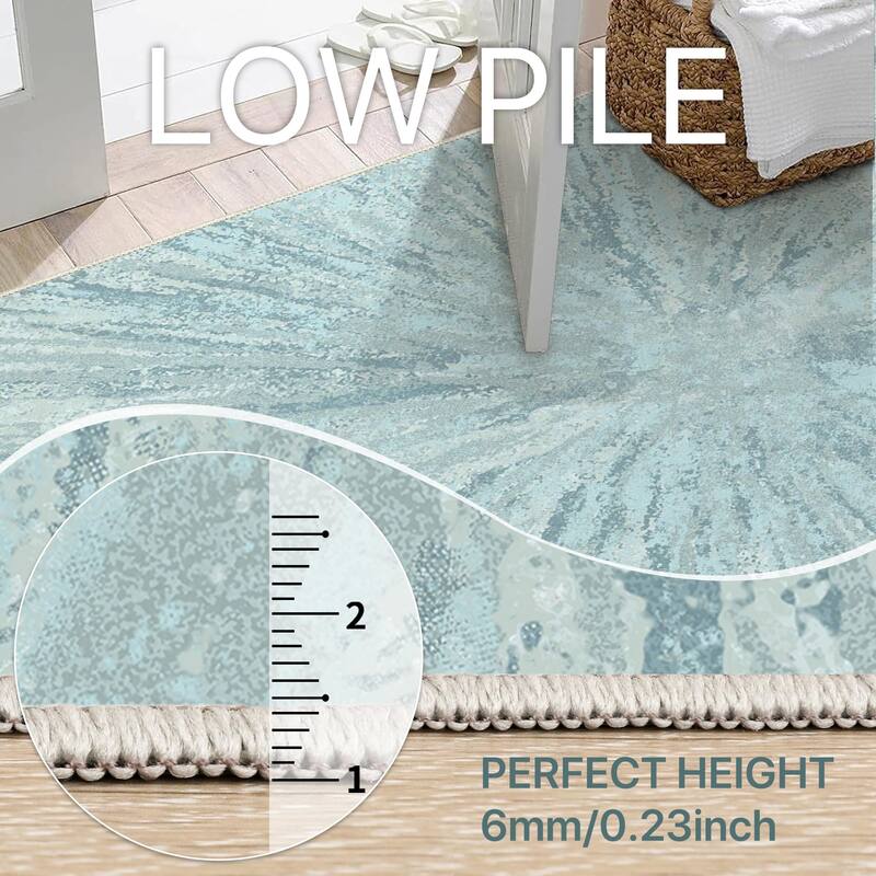 Mcow Abstract Modern Microfiber Low-Pile Washable Area Rug