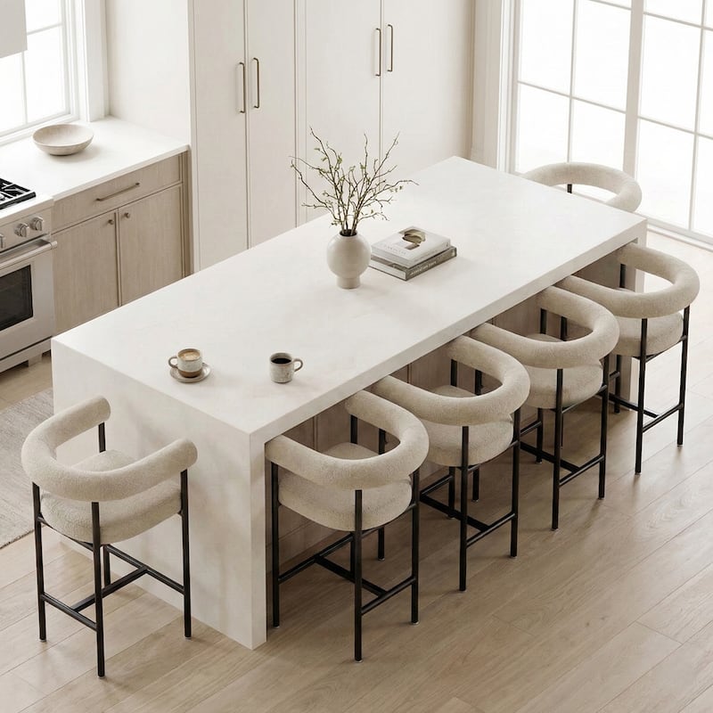 Boucle Counter-Height Bar Stools with Arms(Set of 6)