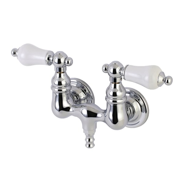 Kingston Brass AE36T Vintage Wall Mounted Clawfoot Tub Filler with Ceramic Lever Handles - Polished Chrome