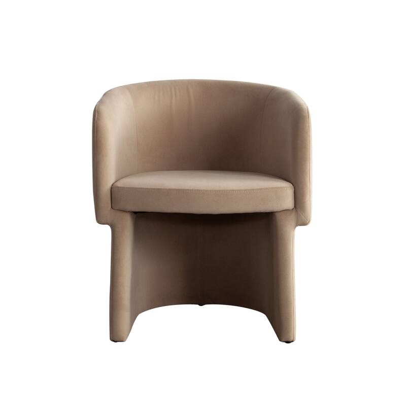 Tesy Dining Side Chair, Camel Brown Performance Velvet, Sloping Arms