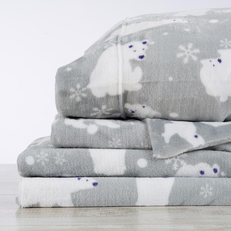 Rustic Lodge Velvet Plush 4-Piece Sheet Set