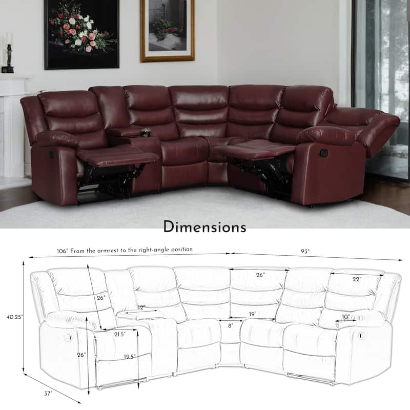106'' Manual Reclining Modular Sectional Couch with 1 Console & 2 Cup Holders, Living Room/Office