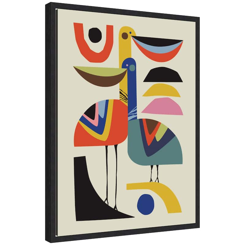 Kate and Laurel Sylvie Pelican Love Framed Canvas by Rachel Lee - 18x24