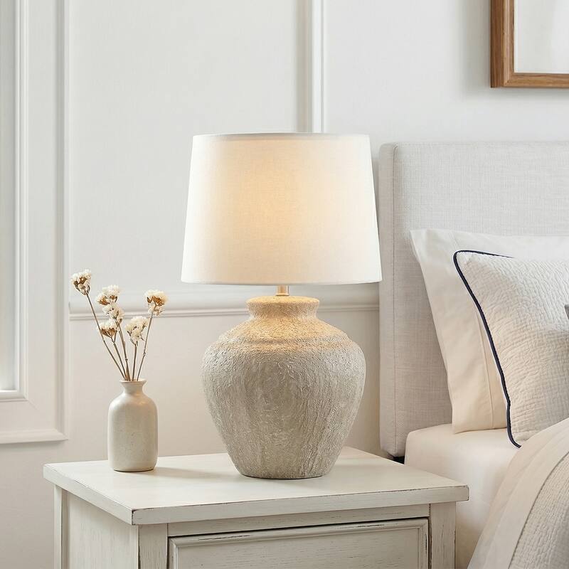 Acroma Rustic Table Lamp with Fabric Shade (Set of 2) - Set of 2