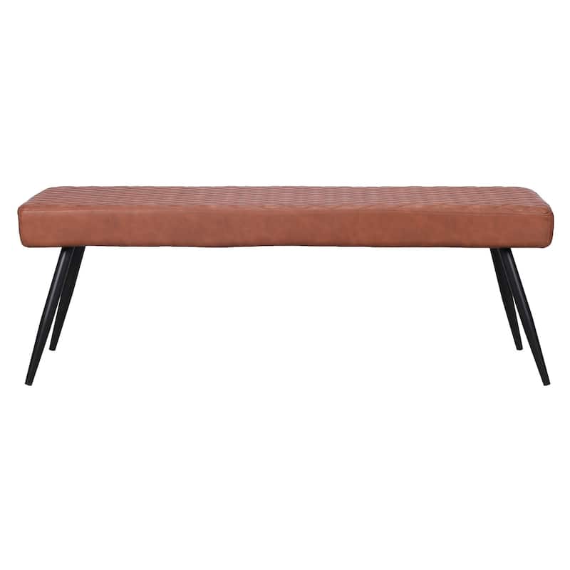 HomeRoots 54" Brown and Black Faux Leather Upholstered Dining Bench - 53.54' X '18.7' X '16.54