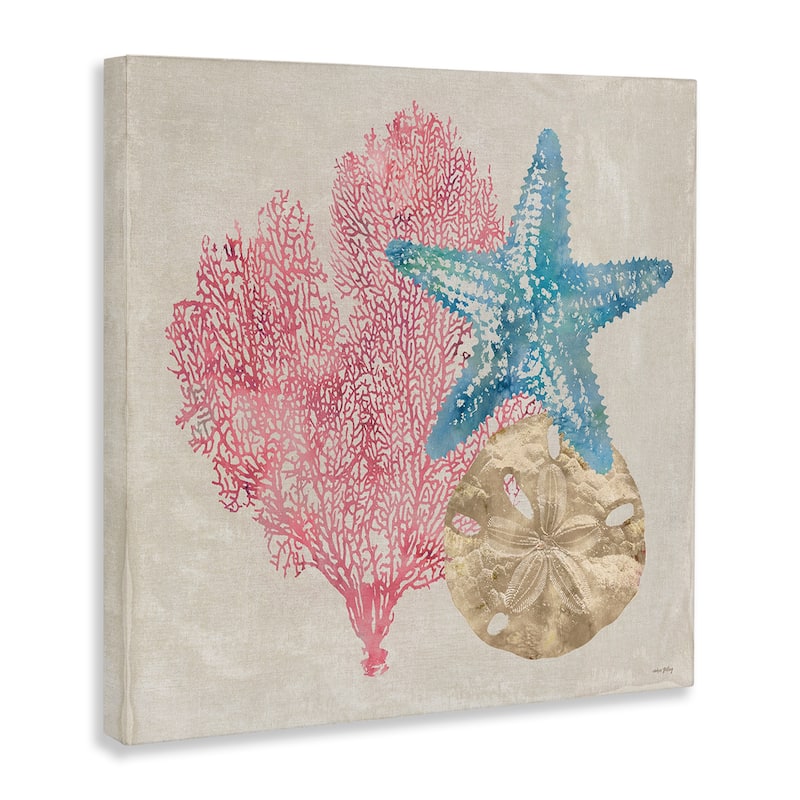 Stupell Sea Life Trio on Beige Canvas Wall Art Design By Amber Sterling
