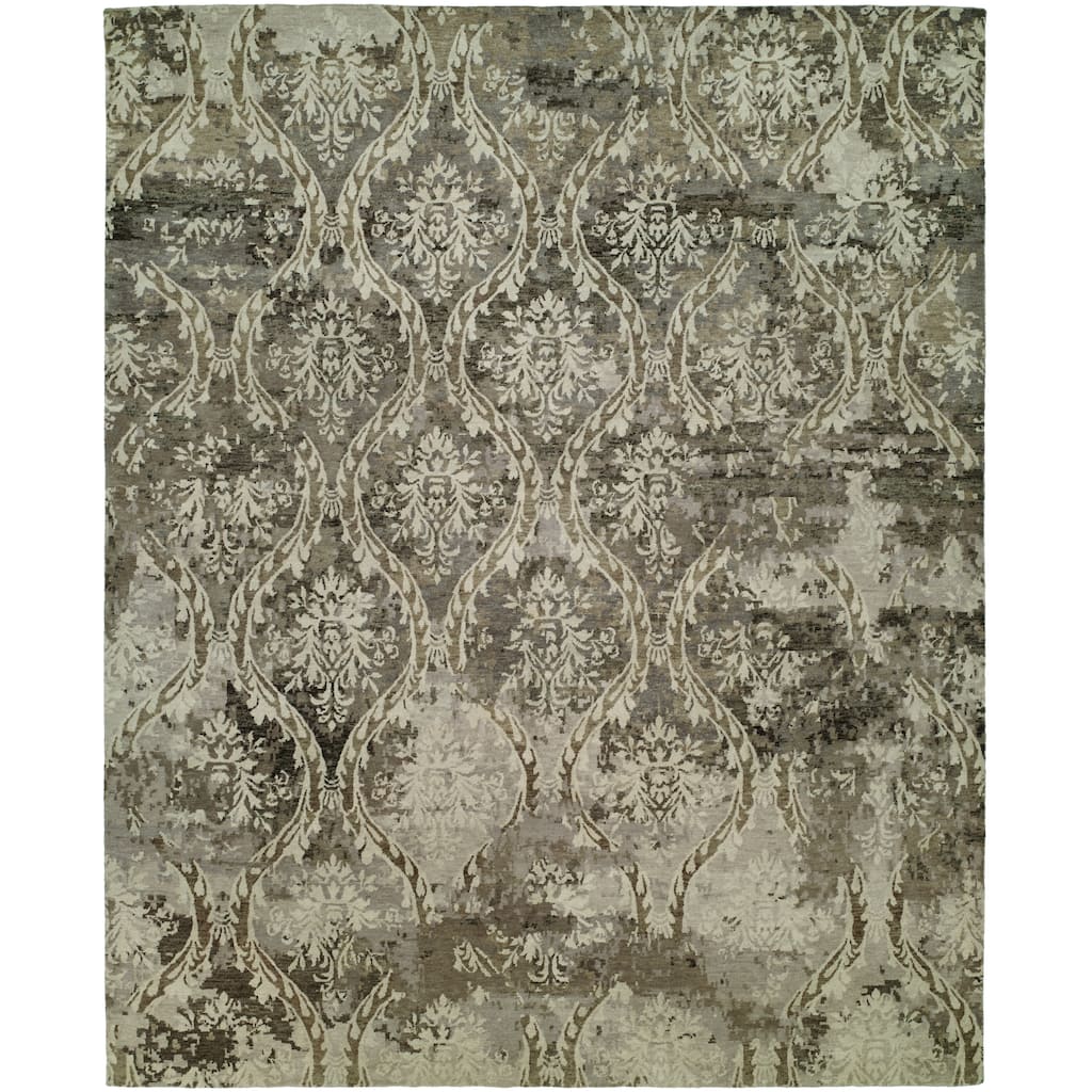 Transitional Hand-Knotted Wool Area Rug