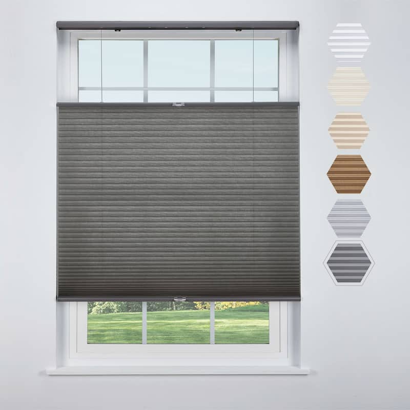 Linen Avenue Cordless Top Down Bottom Up Cellular Shade, Dark Grey (Arrives 1/4" Narrower)