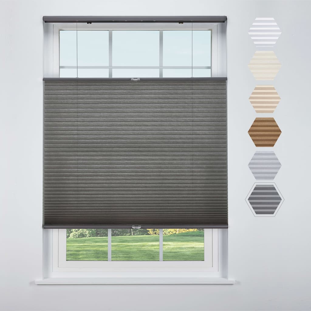 Linen Avenue Cordless Top Down Bottom Up Cellular Shade, Dark Grey (Arrives 1/4" Narrower)