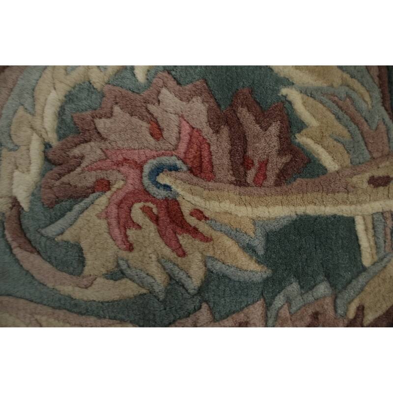 Hand Knotted Oriental 100% Wool Carpet Traditional Floral Beige & Ivories Art Deco Area Rug - 18' 2'' X 9' 11''