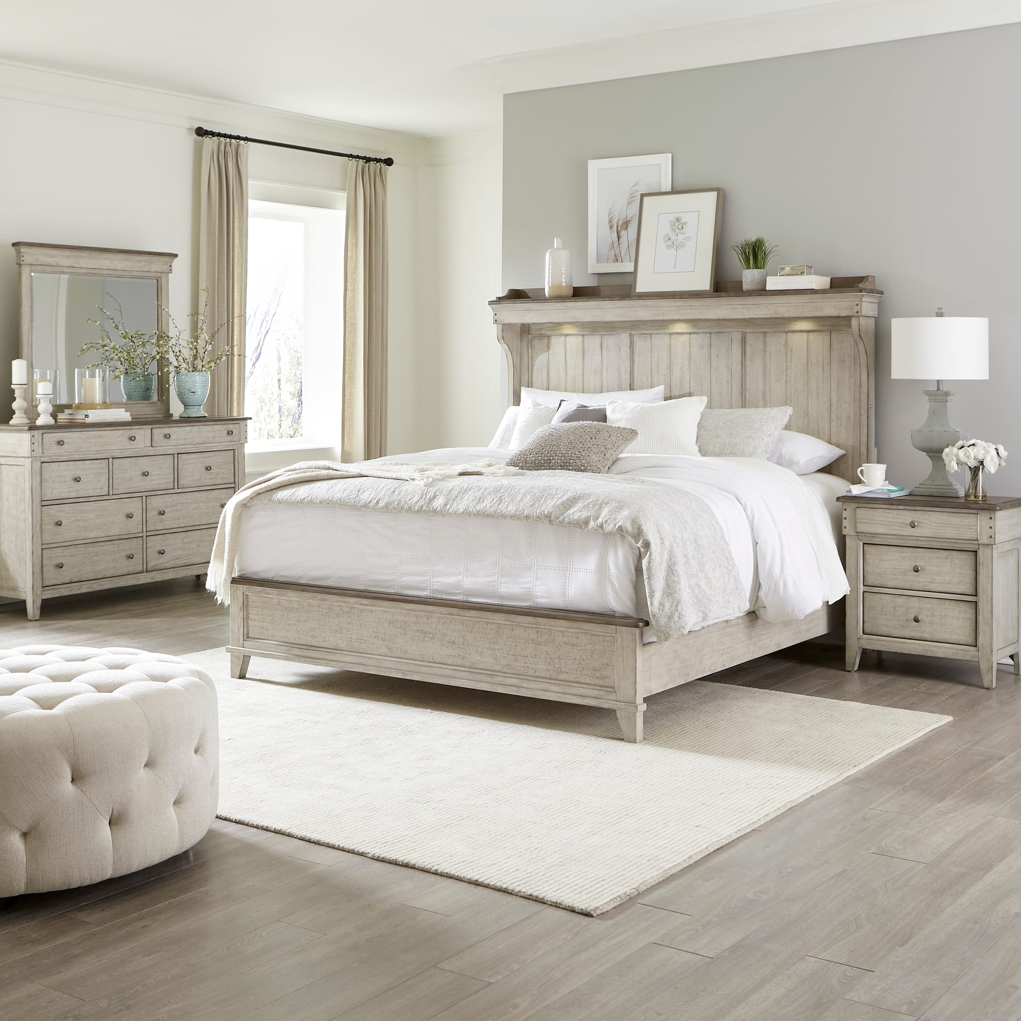 Option Bed, Dresser, Mirror, and Night Stand