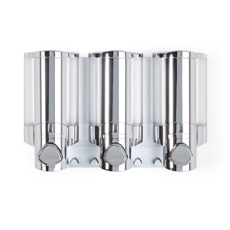 HomeRoots Silver Heavy Duty Plastic Three Chamber Wall Mount Soap Dispenser - 11.25' X '7' X '3.25