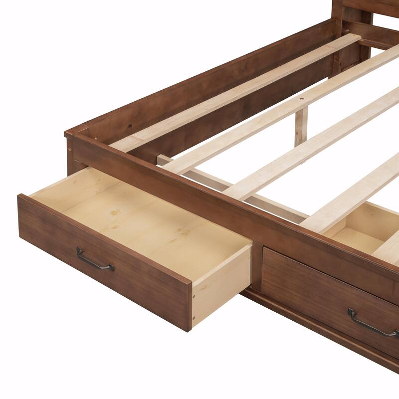 Wooden Daybed with Storage Drawers, Soft Board, Shelf, Sockets, USB Ports