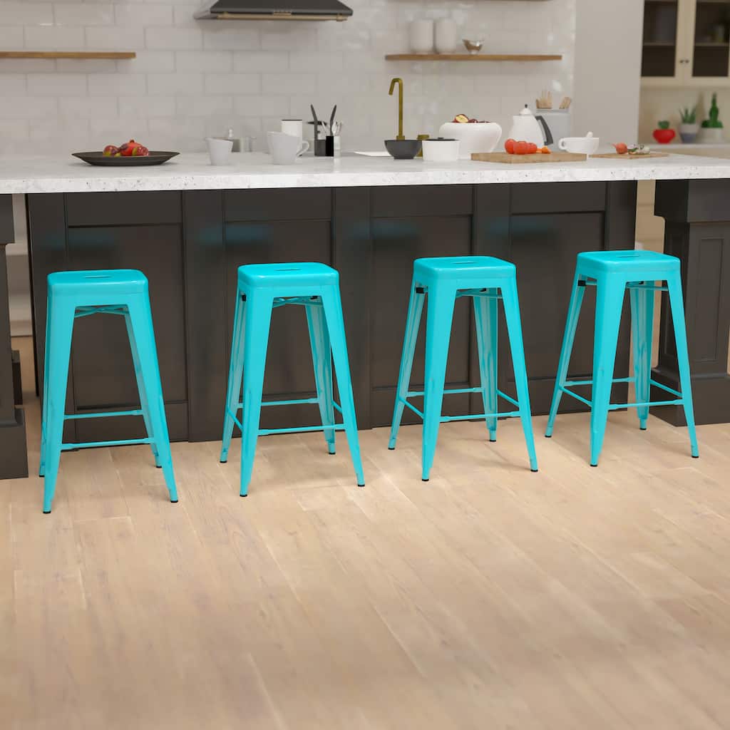Metal 30-inch High Indoor Stackable Bar Stool (Set of 4)