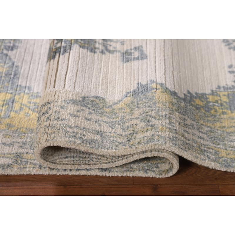 All-Over Abstract Area Rug Handmade Wool Carpet - 3'11"x 5'8"