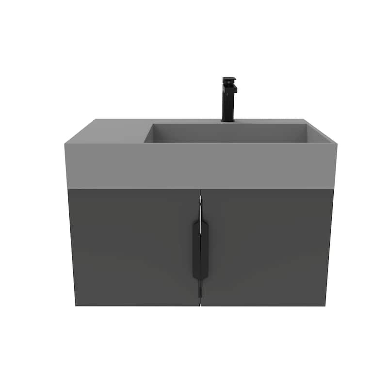 Amazon 30" Wall Mounted Bathroom Right Basin Vanity Set w/ Gray Top