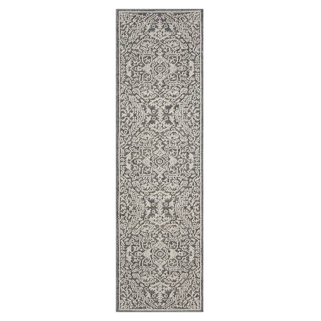 Terra by Obeetee Resort Heriz Rug - Cream/Onyx - 2'2" x 7'6"
