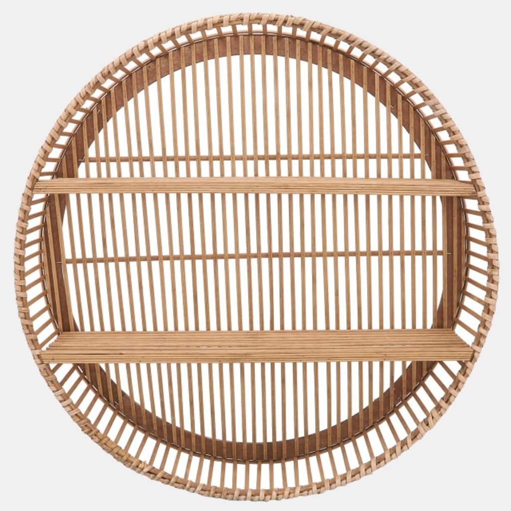 Bamboo 2 Tier Round Wall Shelf - Brown - 31"