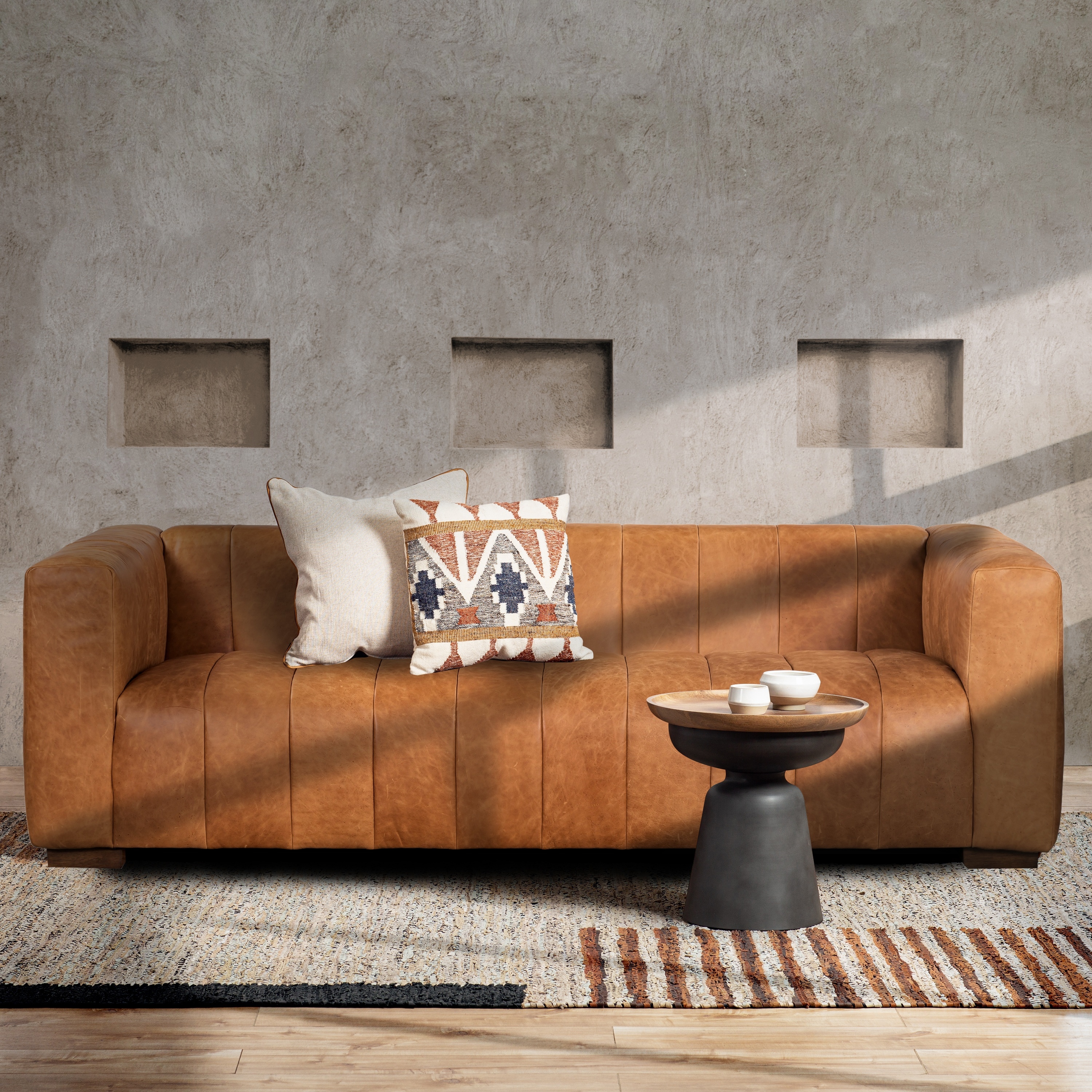 Poly & bark brown sale leather sofa modern