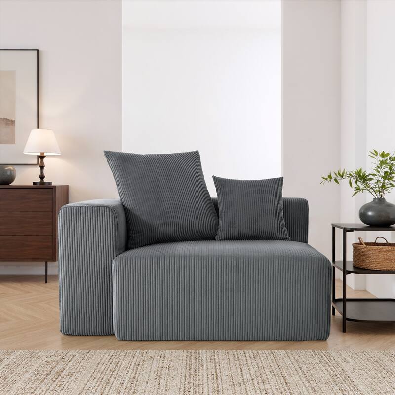 51"W Oversized Modular No Assembly Corduroy Accent Corner Chair