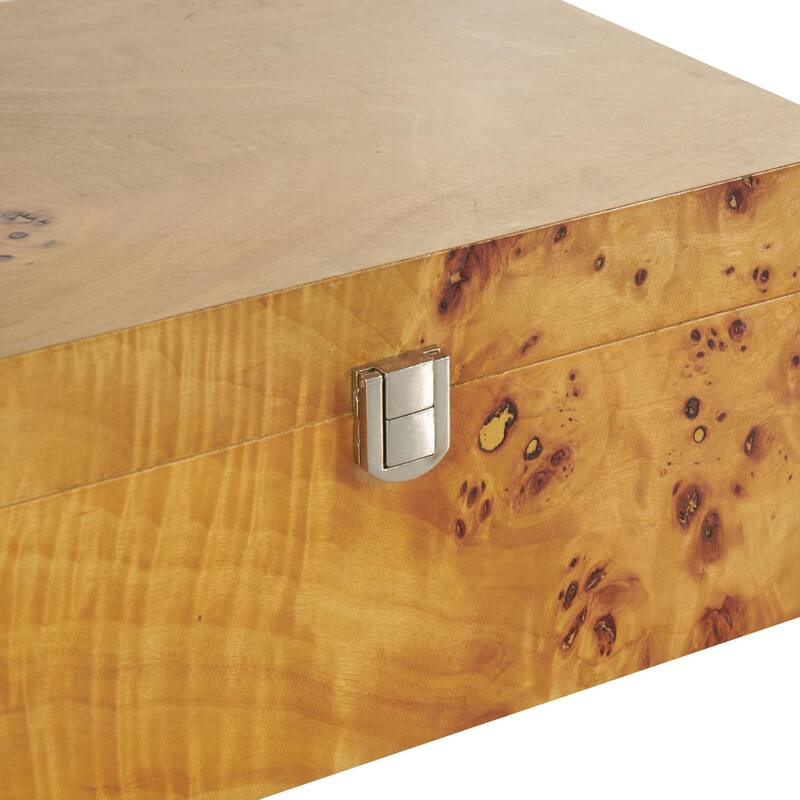 Brown Wood Storage Decorative Box with Natural Wood Grains and Silver Latches (Set of 2) - 9"W x 12"L x 5"H