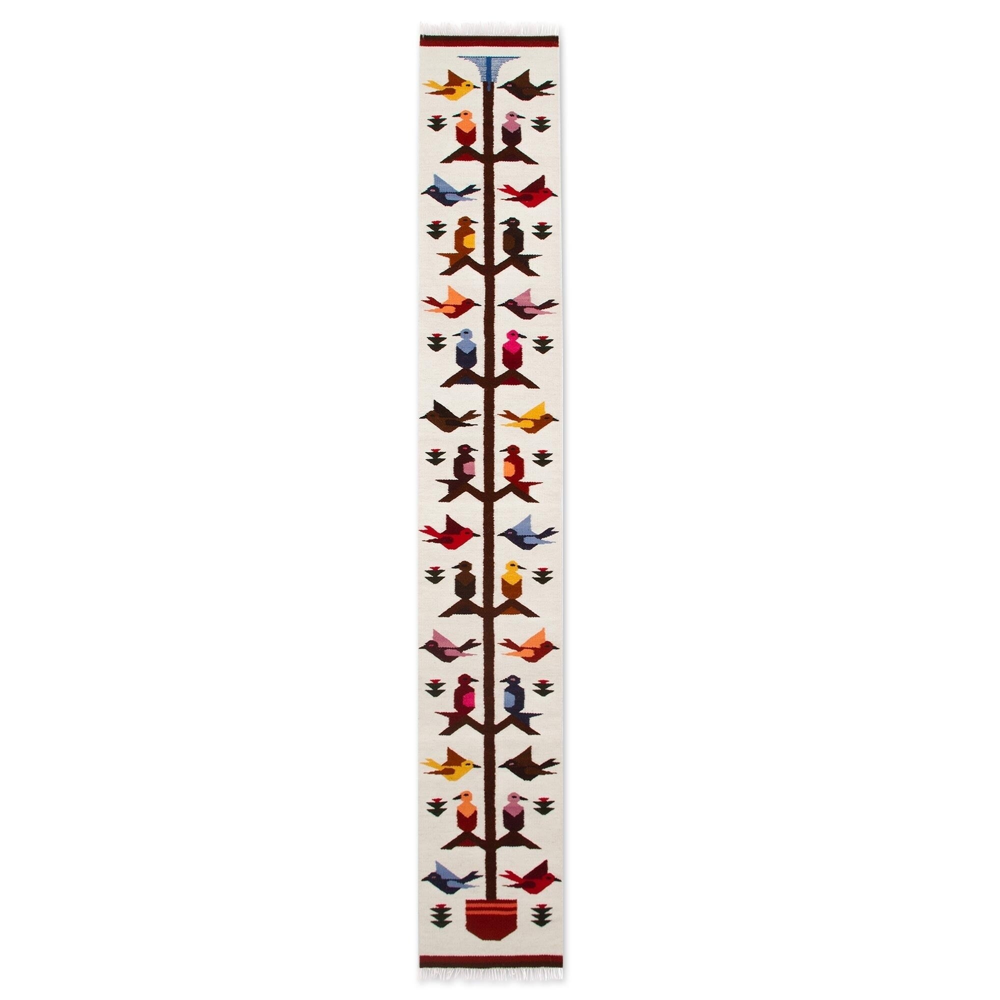 Handmade Wool and Cotton with Self Fringe Table Runner (Peru)