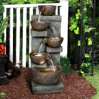 32.4" Outdoor Garden LED Lights Water Fountain