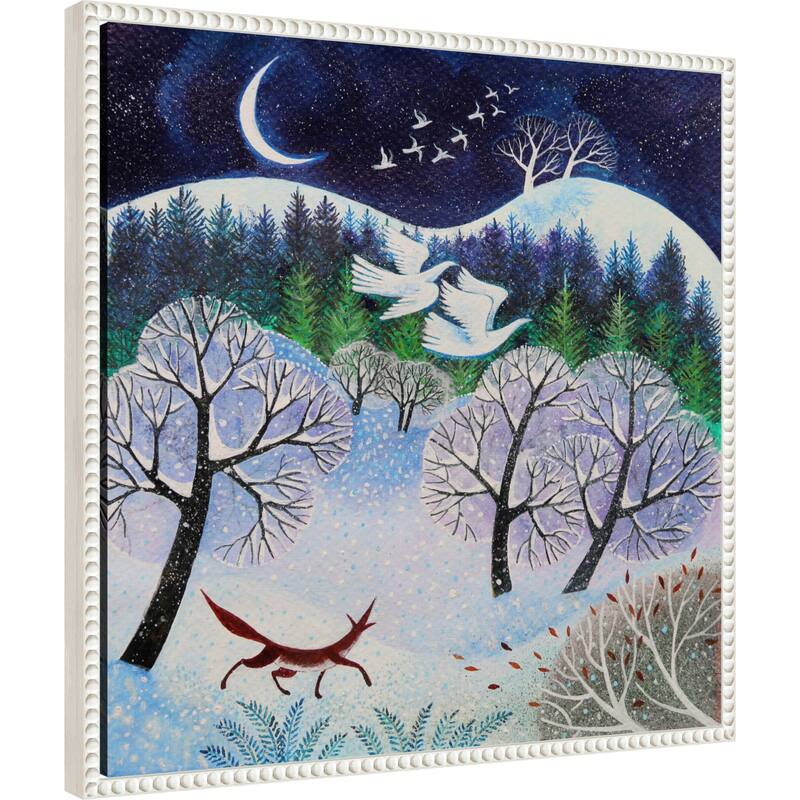 Cool Fox by Lisa Graa Jensen (22 x 22 in.), Framed Canvas Wall Art Print - Sylvie Beaded White