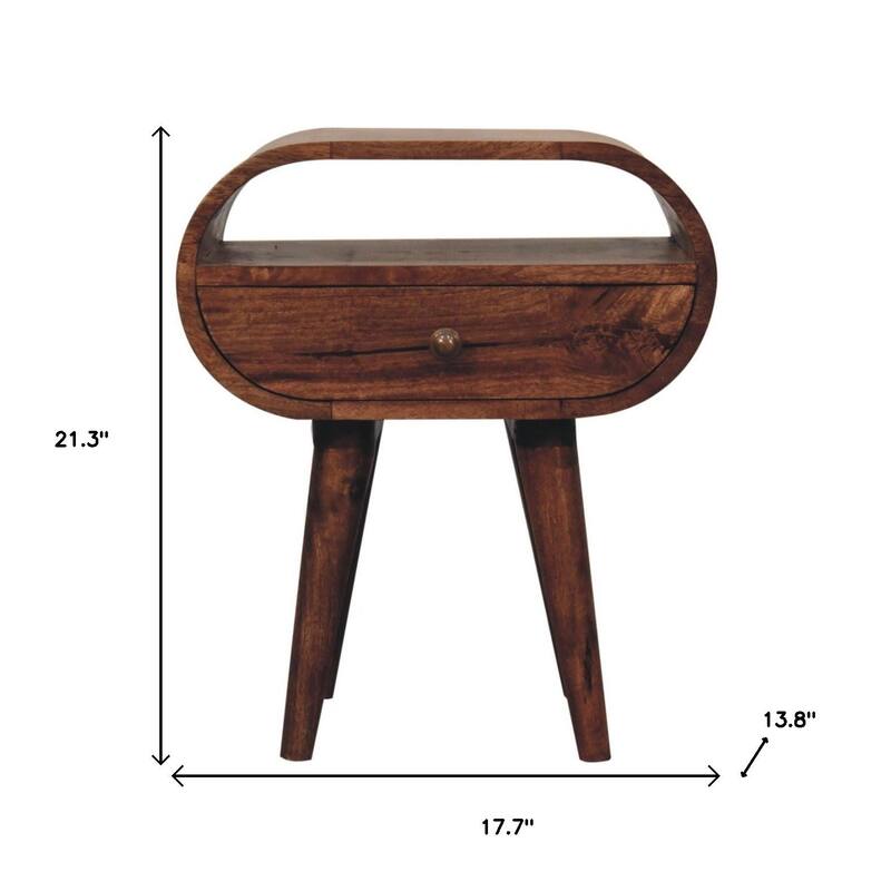 HomeRoots 21" Brown Solid Wood Oval One Drawer Nightstand
