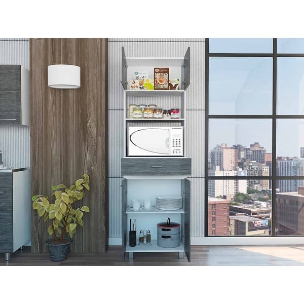 Modern Gray Stria Tall Kitchen Cart Modern Gray Stria Tall Kitchen Cart
