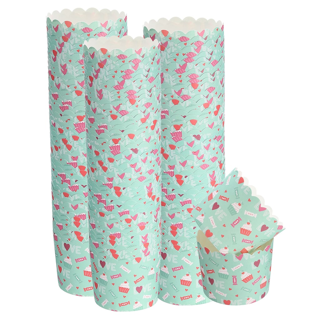 150Pcs Paper Baking Cups Cupcake Muffins Liner Wrappers Cake LOVE Pattern