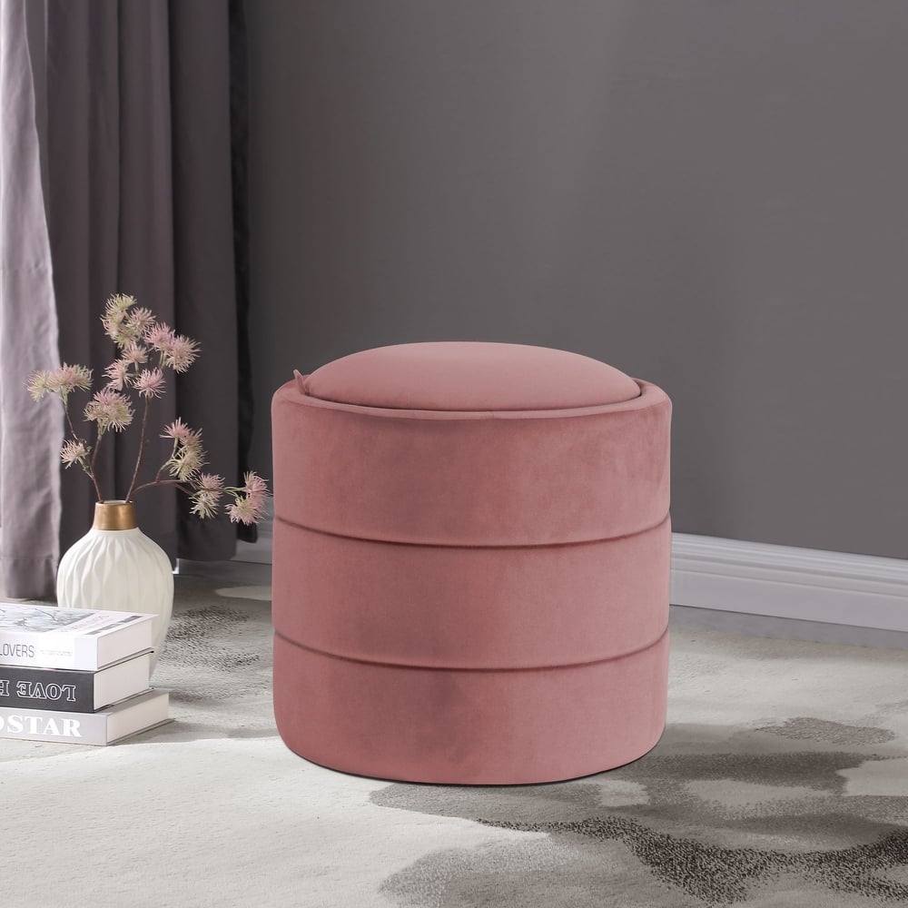 HomePop Round Tufted Ottoman with Storage