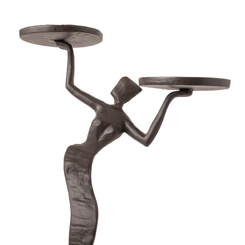 Fancy Lady Cast Iron Double Candle Holder