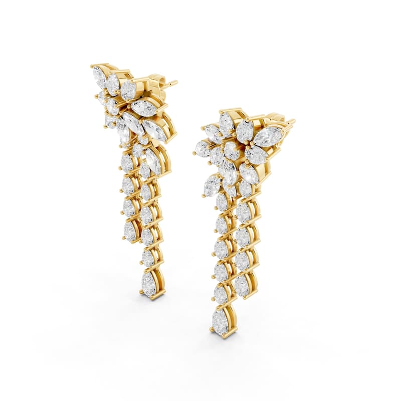 Auriya 14k Gold 4 1/4ctw Lab Grown Diamond Dangle Earrings (E-F VS)