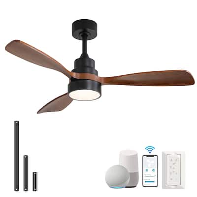 42/48 Inch Wood Ceiling Fan with Light and Remote/Smart App Control, Dimmable Lights Included