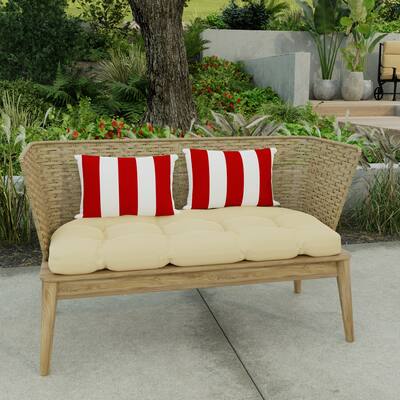 18" x 12" Red Stripe Outdoor Lumbar Throw Pillow - Set of 2 - 12'' L x 18'' W x 4'' H