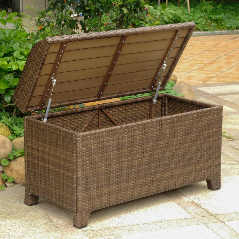 Barcelona Resin Wicker/Aluminum Outdoor Storage Bench