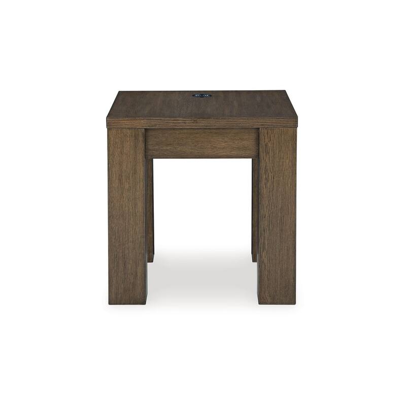 Wain Side End Table, Wireless Charging, Rectangular 24 Inch Brown Wood