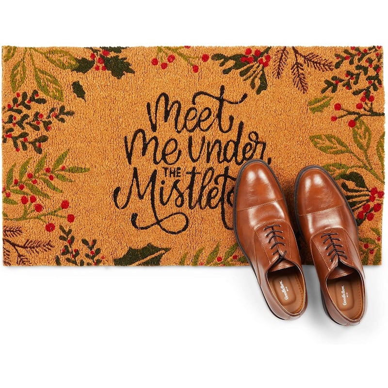Coco Coir Christmas Door Mat, Meet Me Under The Mistletoe (30 x 17 in