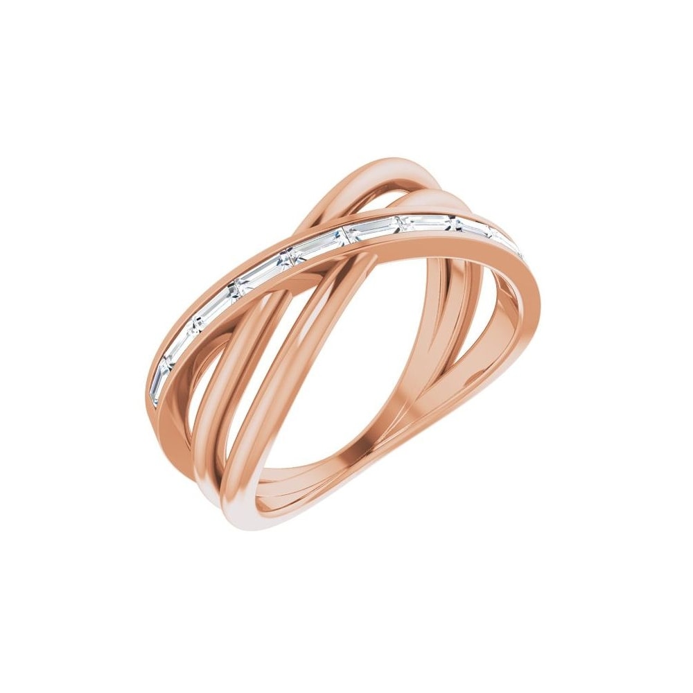 14K Rose Gold 1/3 CTW Diamond Criss-Cross Ring for Women