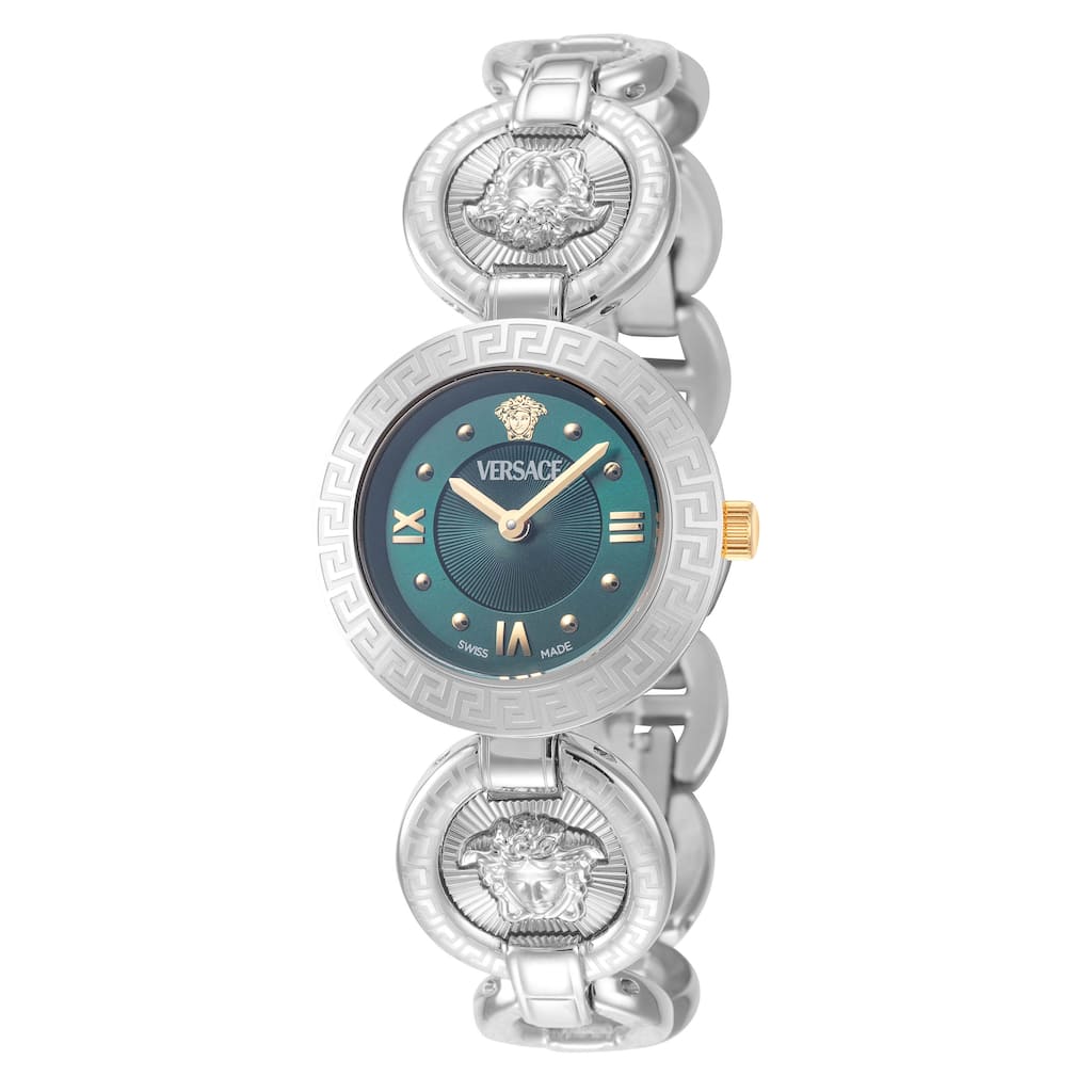 Versace Women's Greca Jewel 28mm Green Dial Stainless Steel Quartz Watch - Silver-Tone - One Size